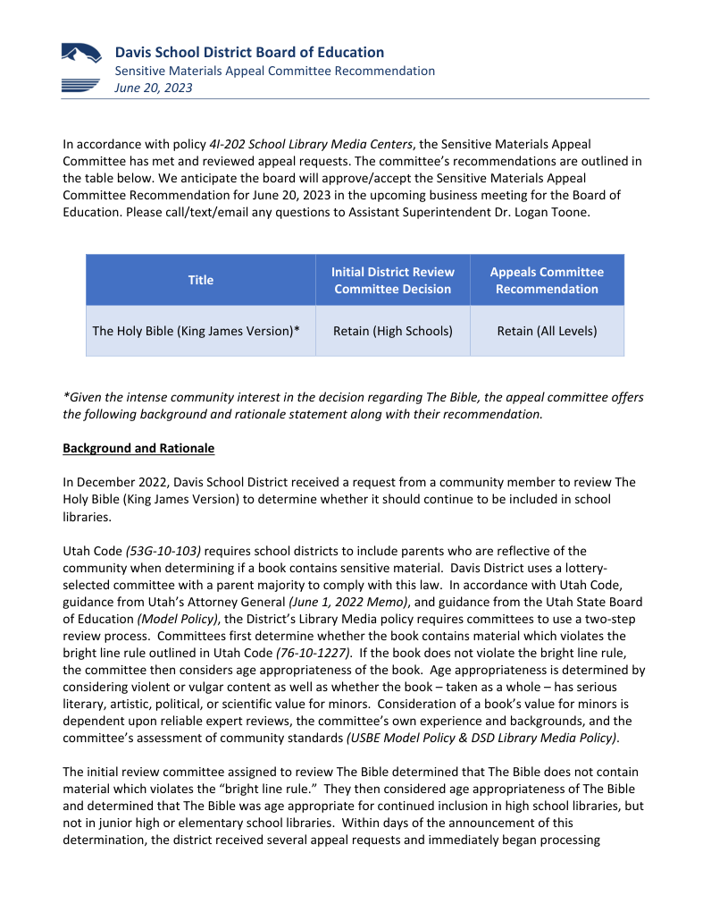 Davis appeal recommendations · PDF — record page 1