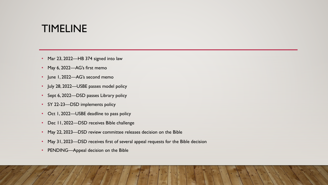 Davis presentation to legislators · timeline, page 3 — record page 3