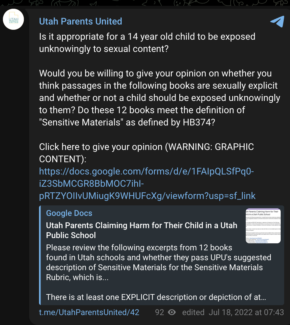 UPU’s July18,2022 post asks readers to judge passages from12books and links a GoogleForm.