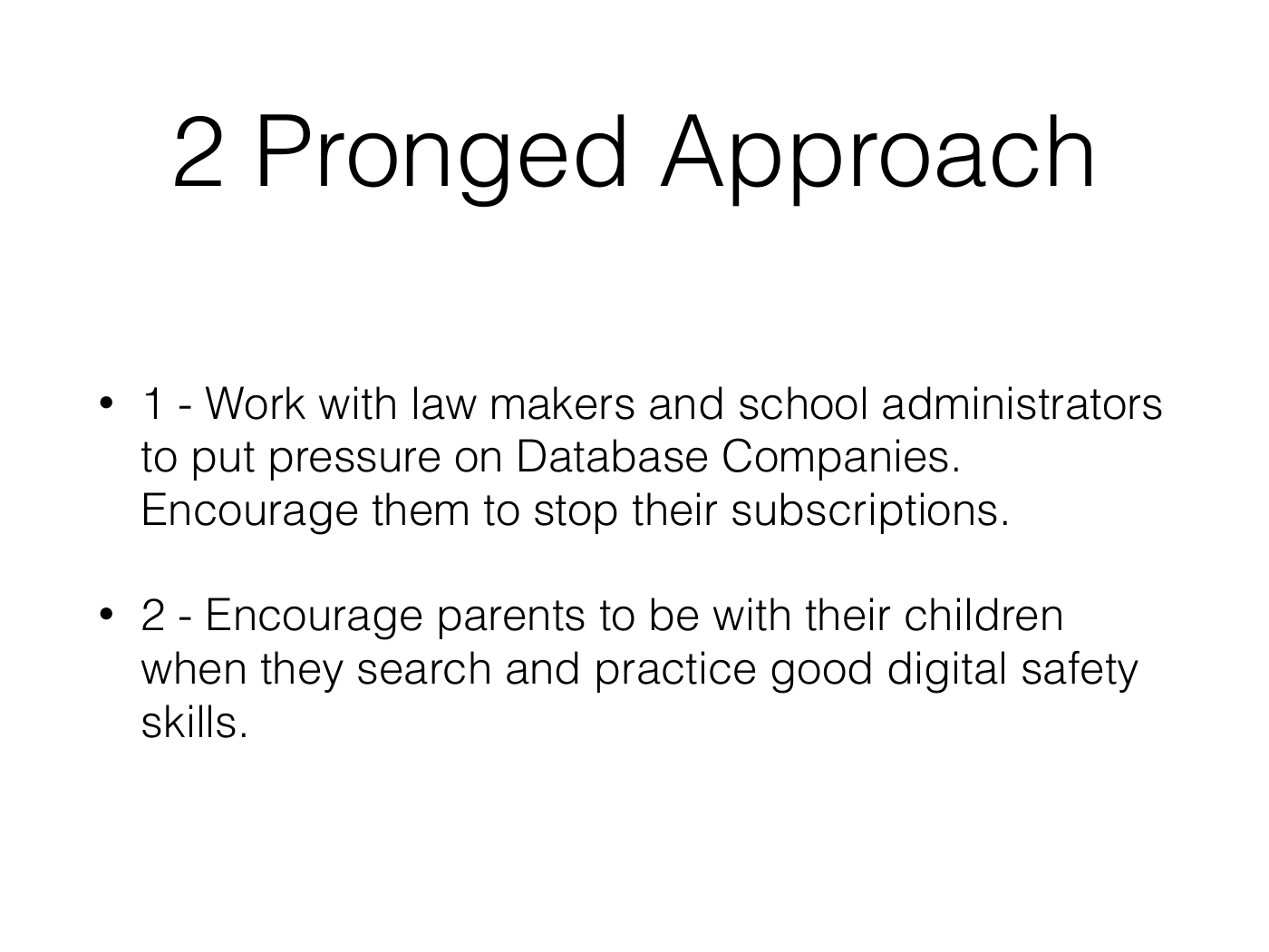 Peck’s slide recommends pressure through lawmakers and school administrators to stop database subscriptions.