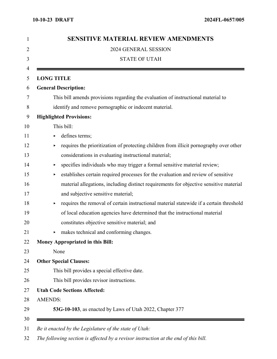 October 10, 2023 draft 2024FL-0657/005, first page