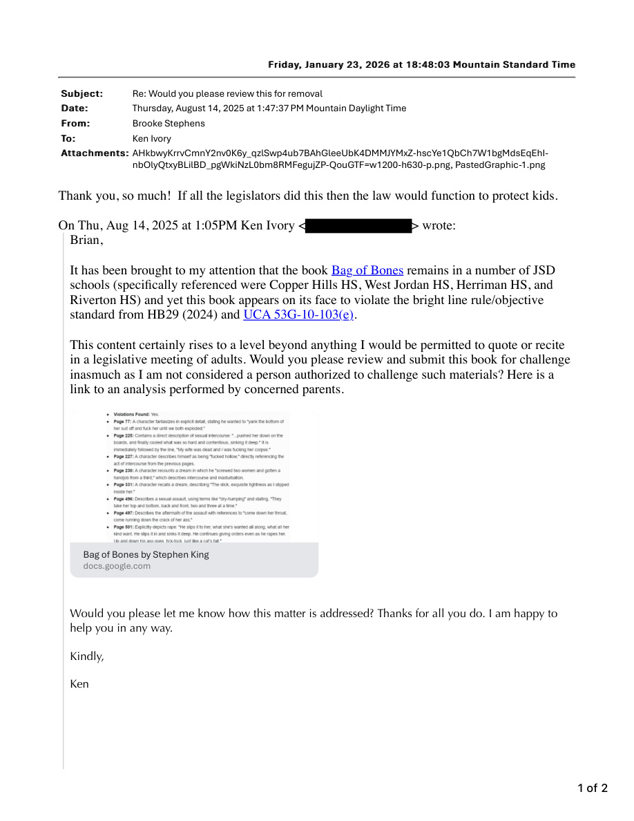 Original record for “Stephens endorses Ivory’s referral”. The event text describes the relevant passage.