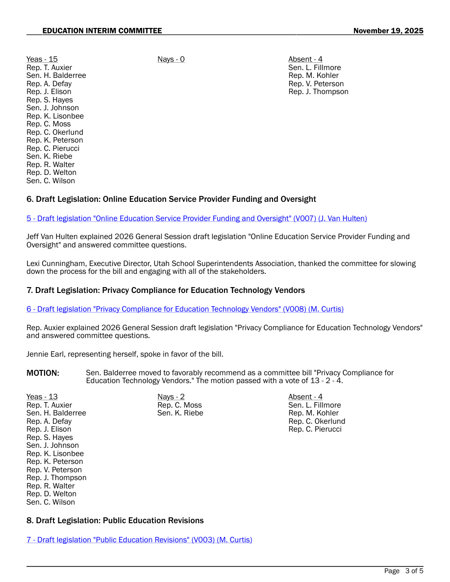 Education Interim minutes · PDF, page 3